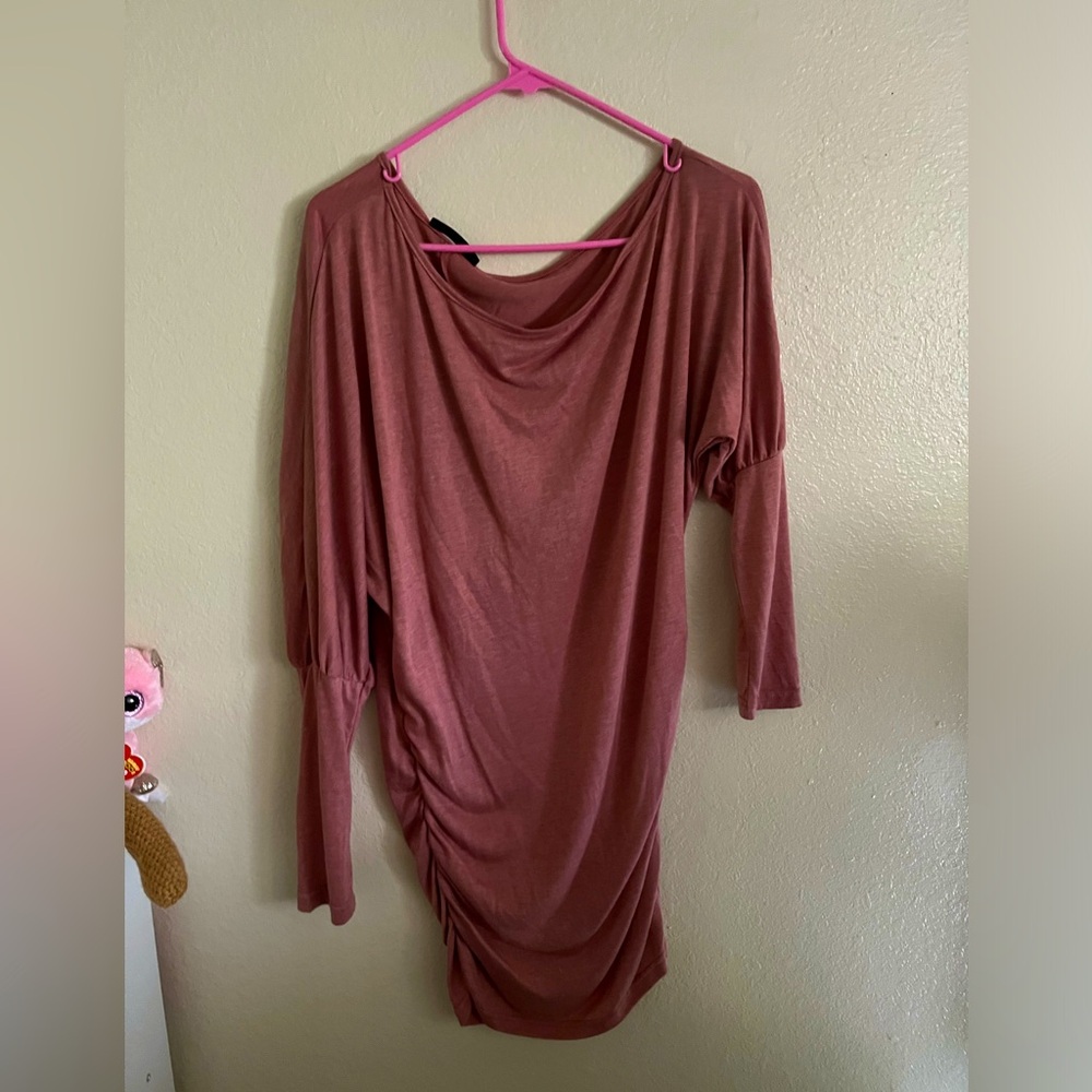 SHEIN off the shoulder mauve dress